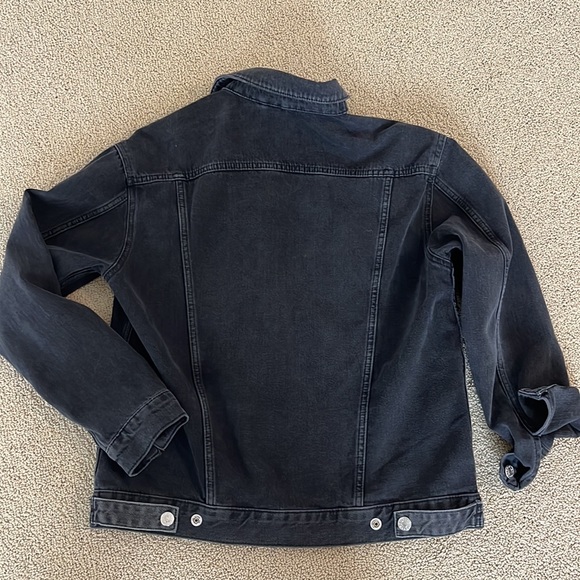 Worn 1 time. Distressed black denim jean jacket. Runs generous. - Picture 2 of 7